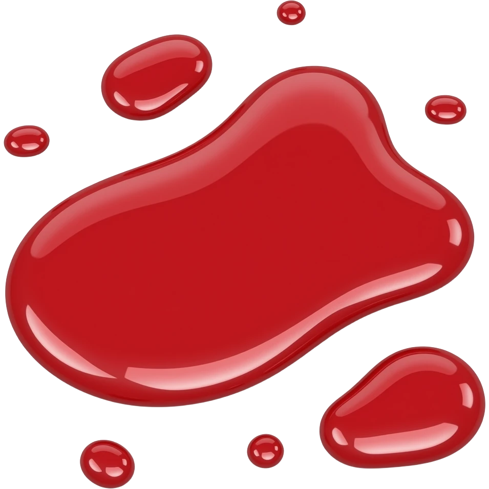 3D Red puddle with red droplets on the ground emoji