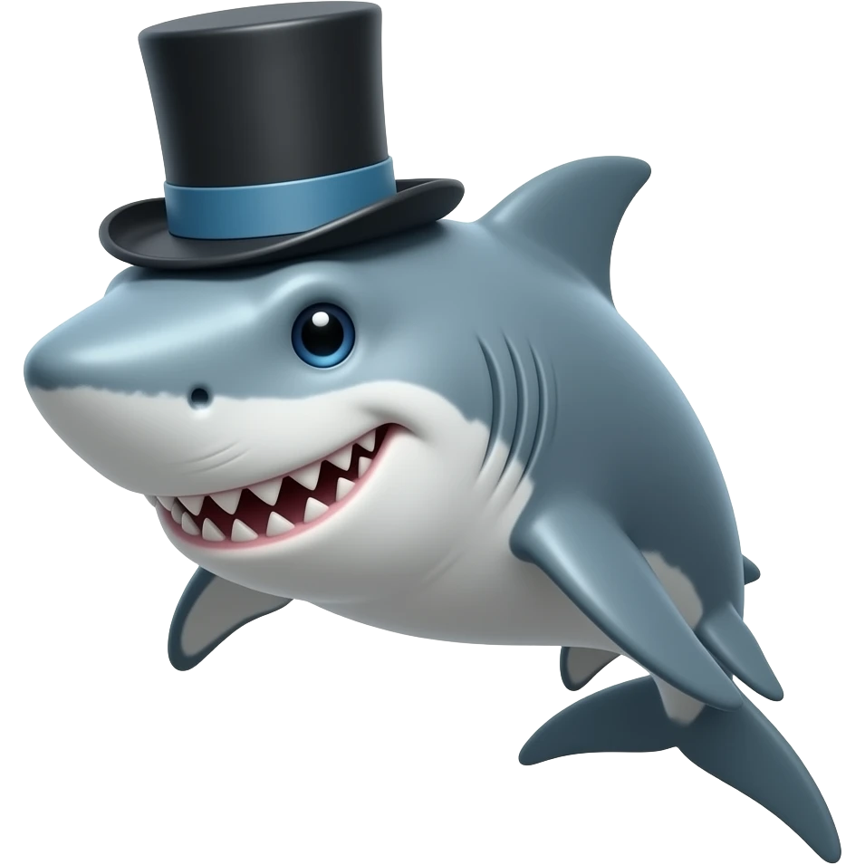 Shark with a top hat emoji