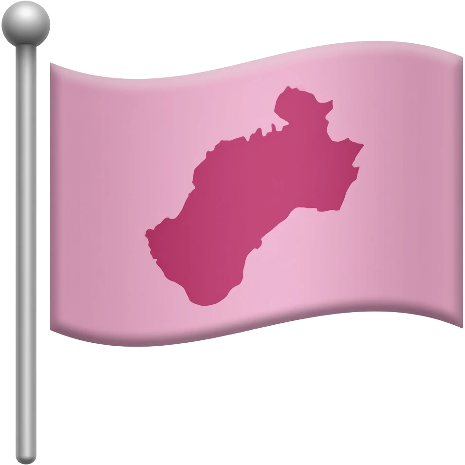 Rectangular pink flag and pole with Map of Telangana state from Indian countries on top of it emoji