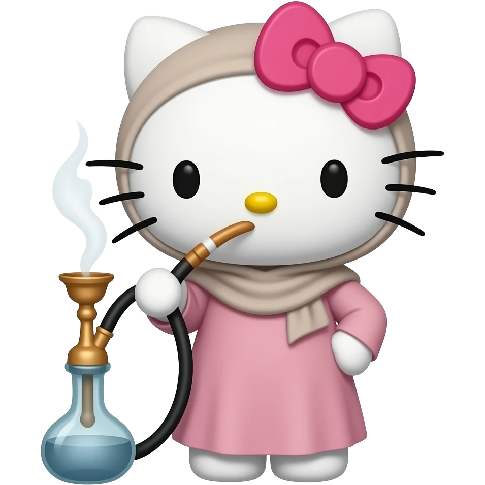 Hijabi Hello kitty smoking a hookah emoji