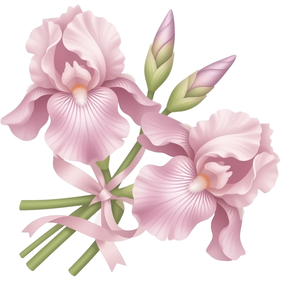 Pink irises with a ribbon emoji