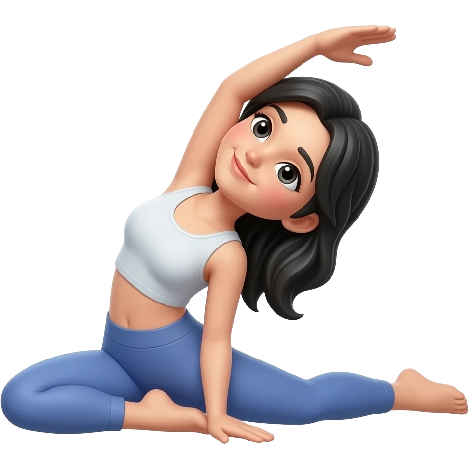 Йога девушка черные распущенные волосы 3D emoji