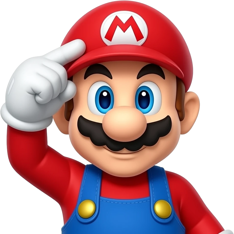 super mario head scratching, close up emoji
