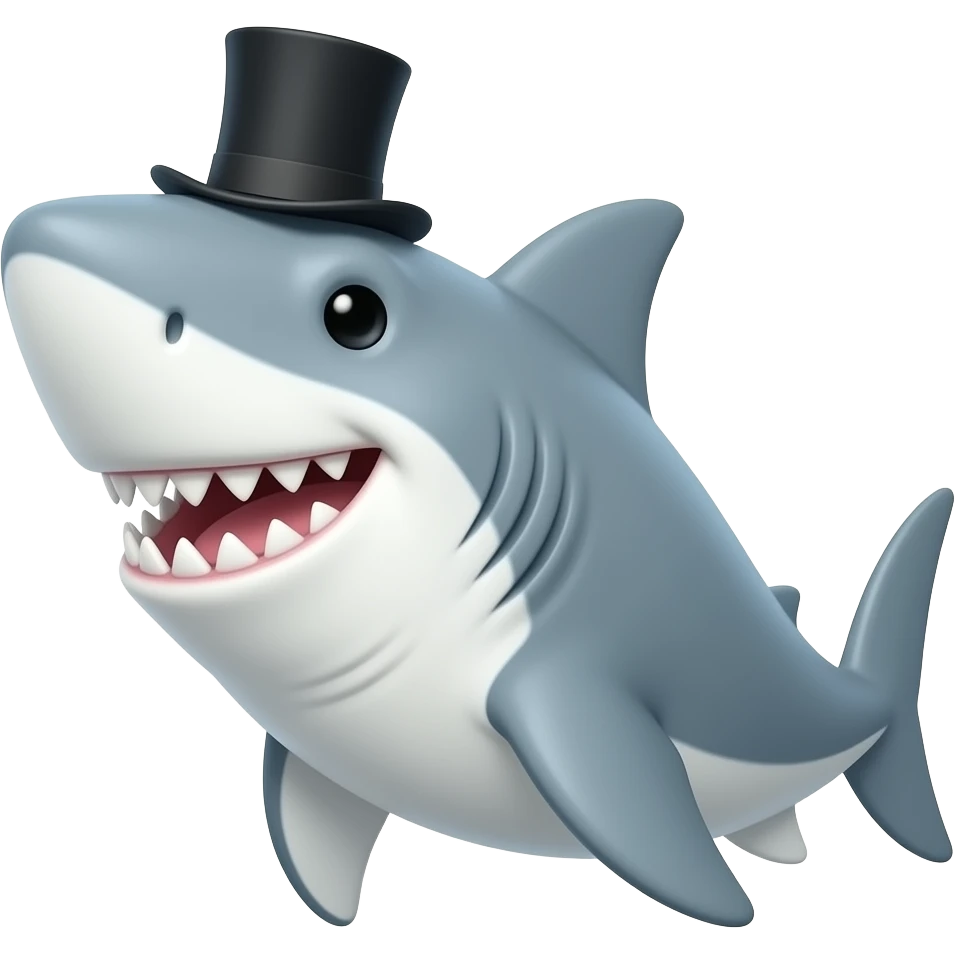 Shark with a top hat emoji