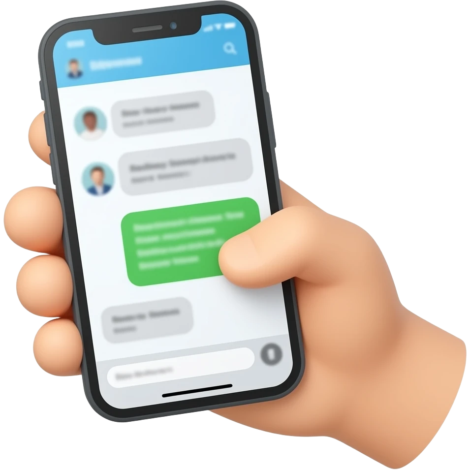 mano revisando mensajes en el tlf emoji