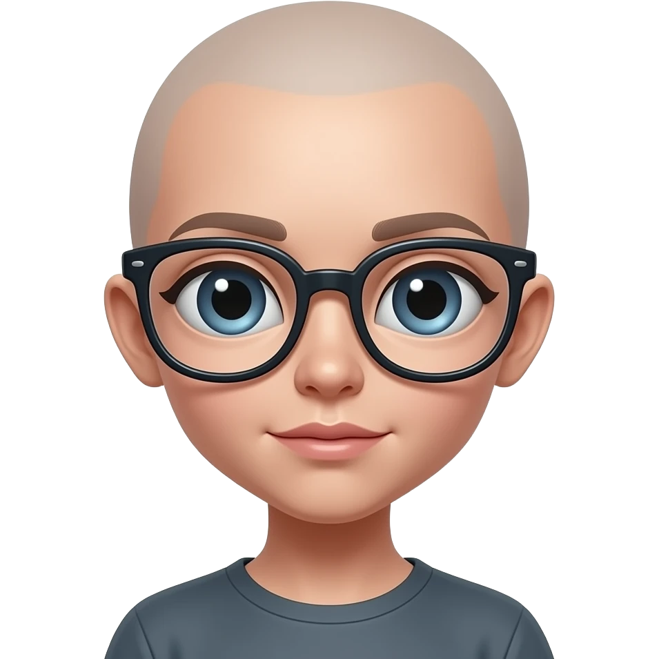 girl alien with glasses eyes big forhead no hair emoji