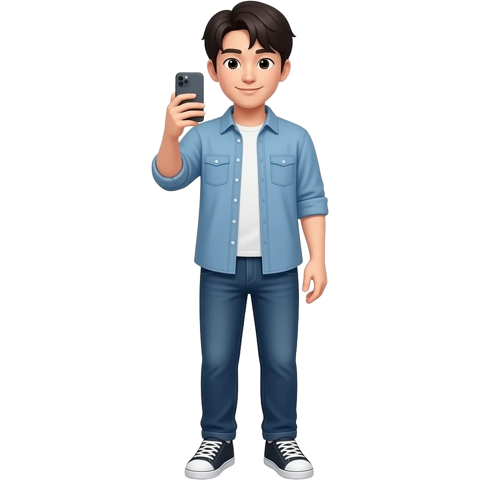 korean young man + phone tkae photo emoji