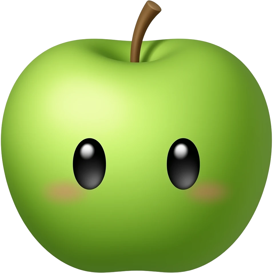 Pomme verte avec des yeux mignons emoji
