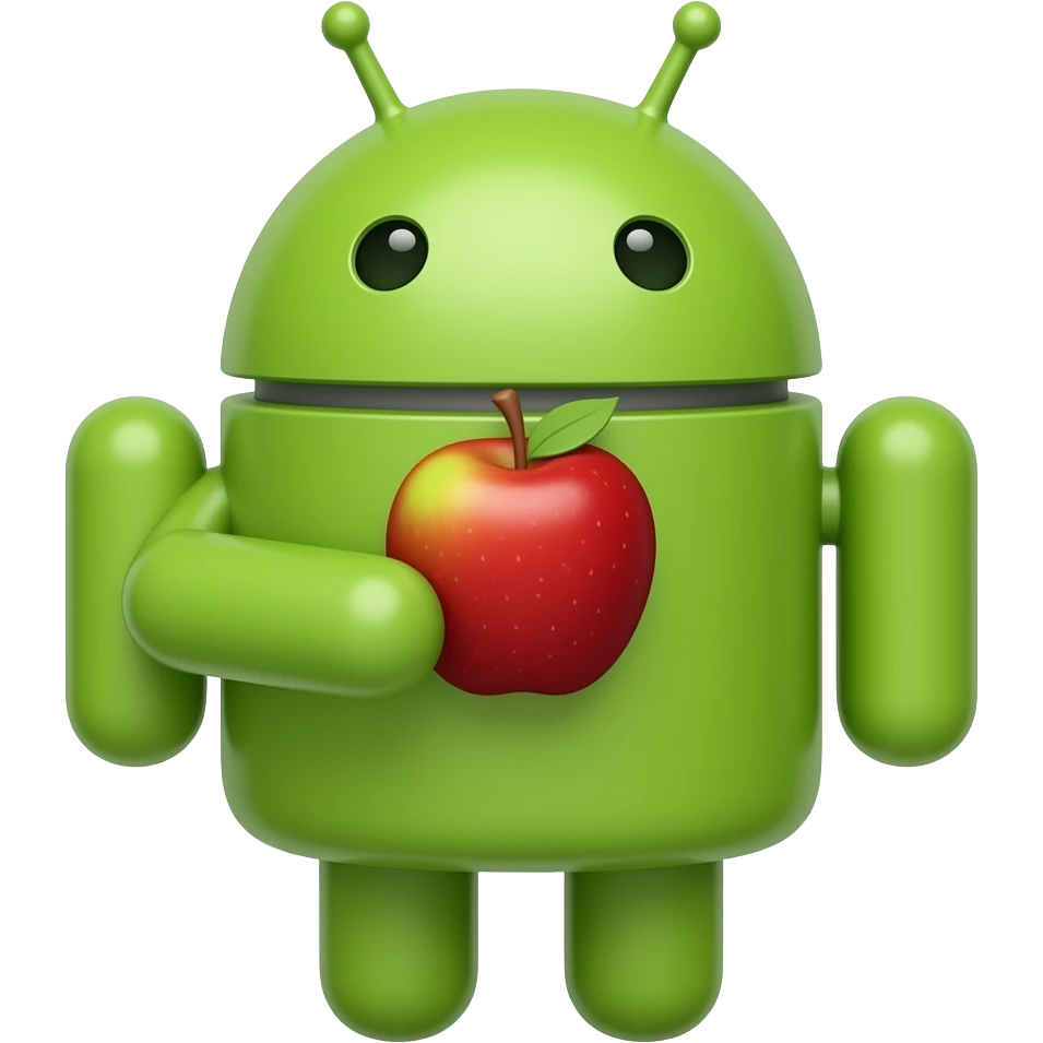 Android eating apple emoji