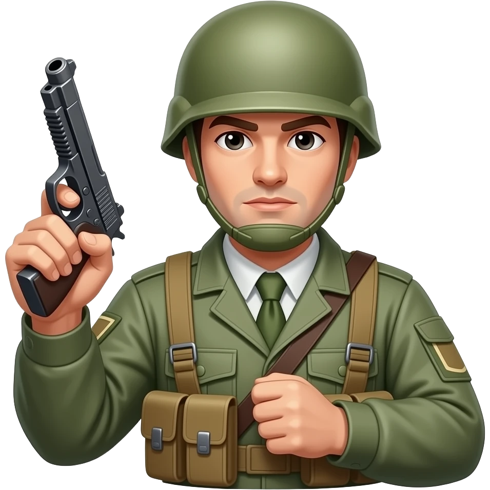 War person holding gun about to charge emoji
