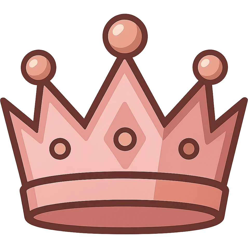 rose gold crown, metallic, soft pink, minimal background emoji