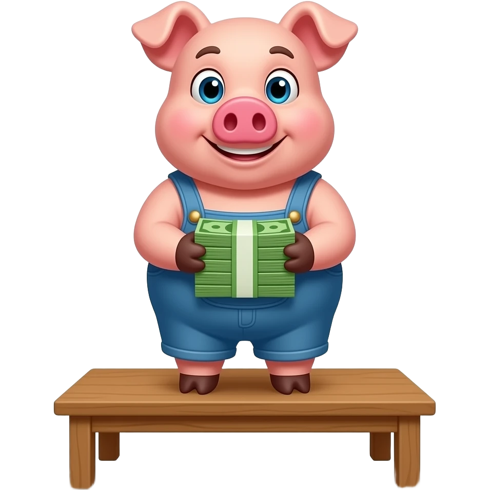 pig with money on table emoji