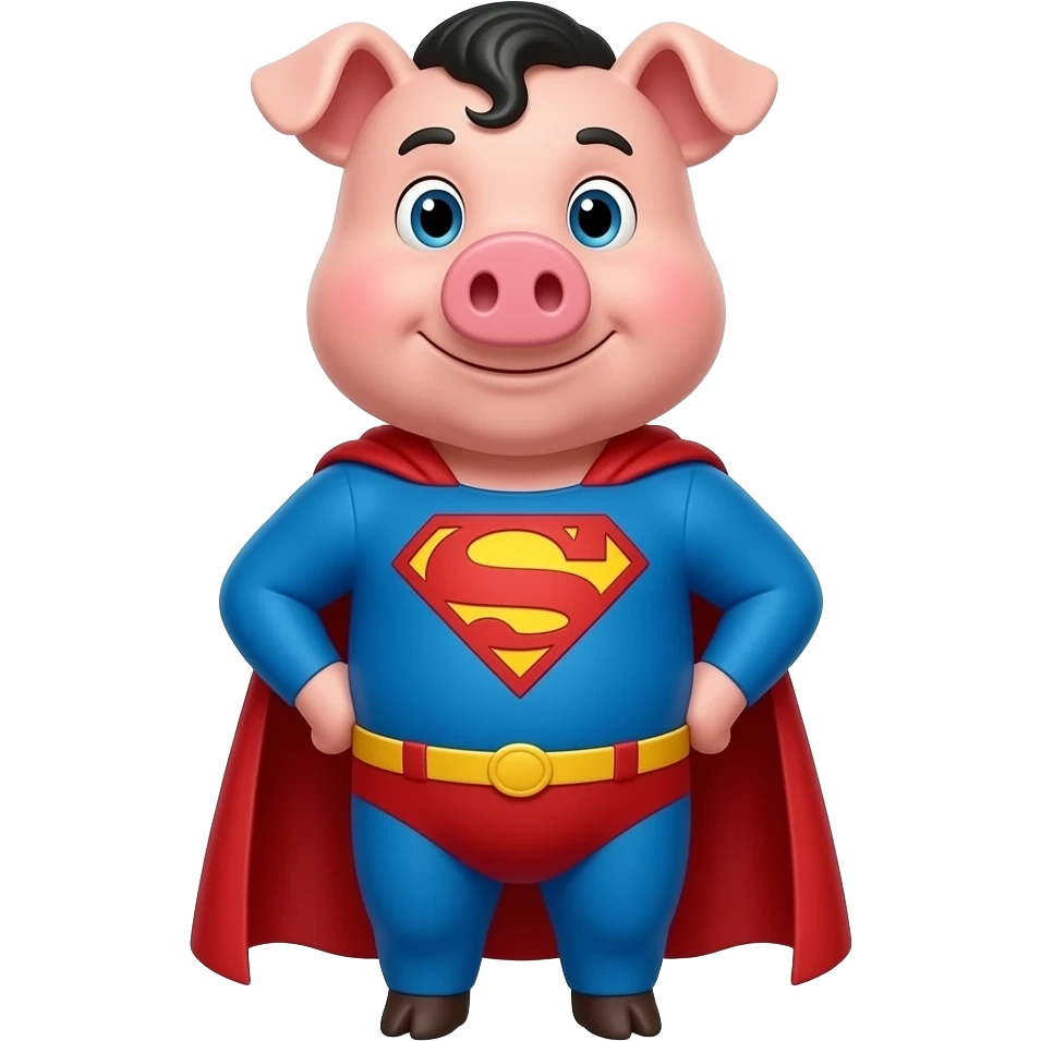 haz un cerdo con capa de superman} emoji