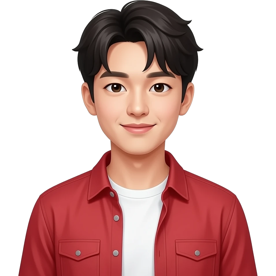 korean-young-man-+-white-t-shirt,-red-shirt emoji