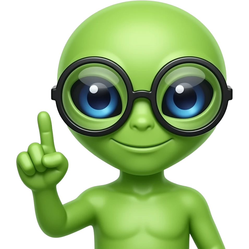 alien finger pointing with glasses up cute emoji