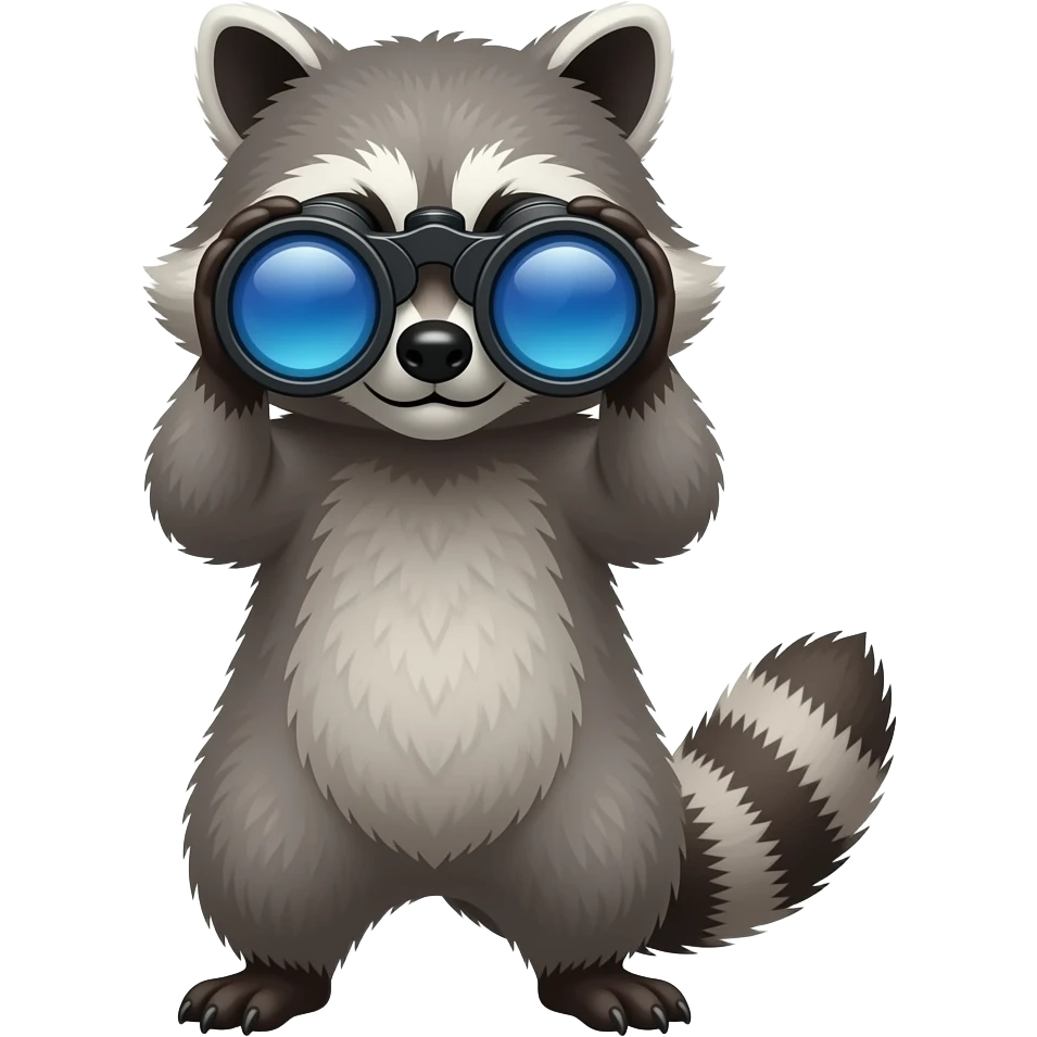Raccoon looking thru Benoculars emoji