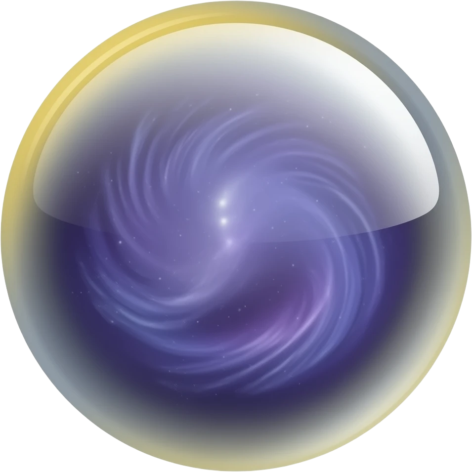 Crystal ball with violet-blue nebula, sparkling yellow (at the edges) emoji
