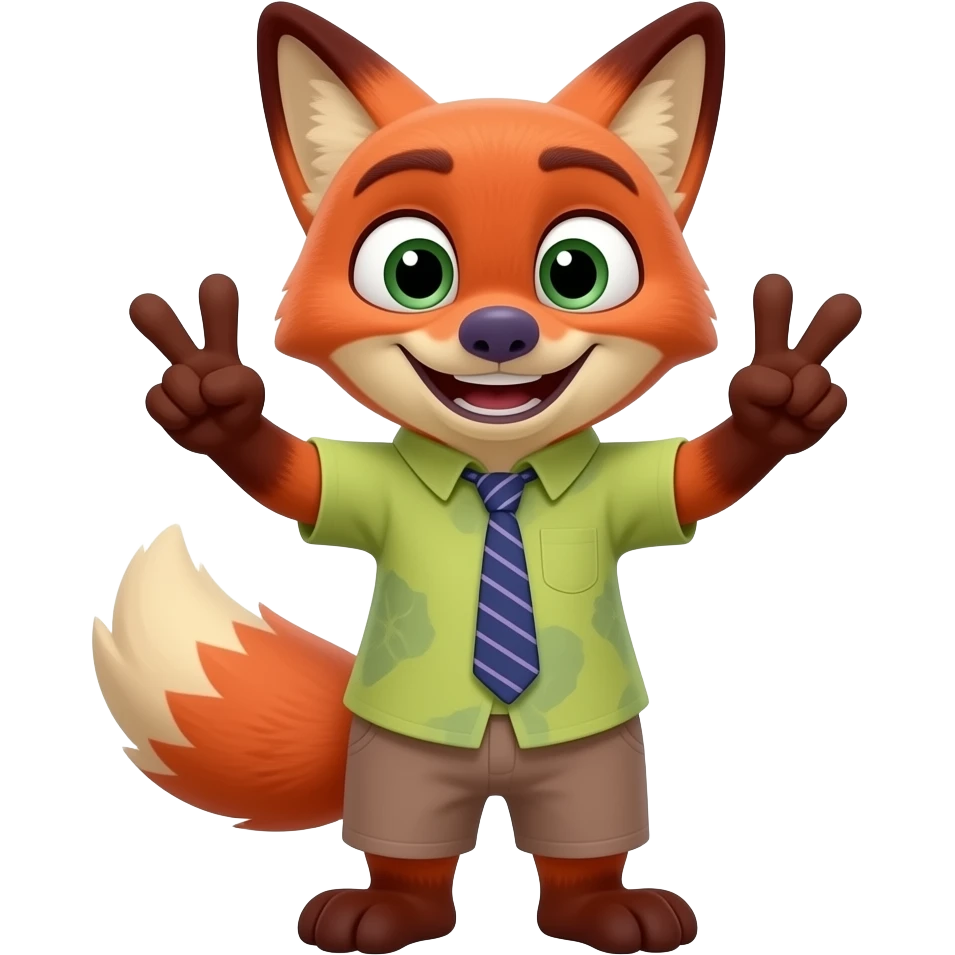 Happy fox doing a two hand peace sign emoji