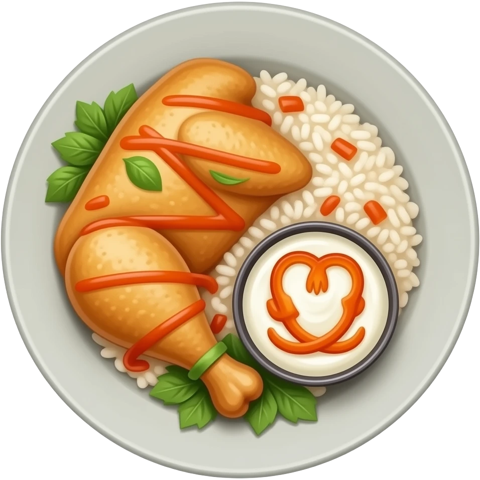 Poulet paprika + riz + Sauce Sriracha Yaourt emoji | AI Emoji Generator