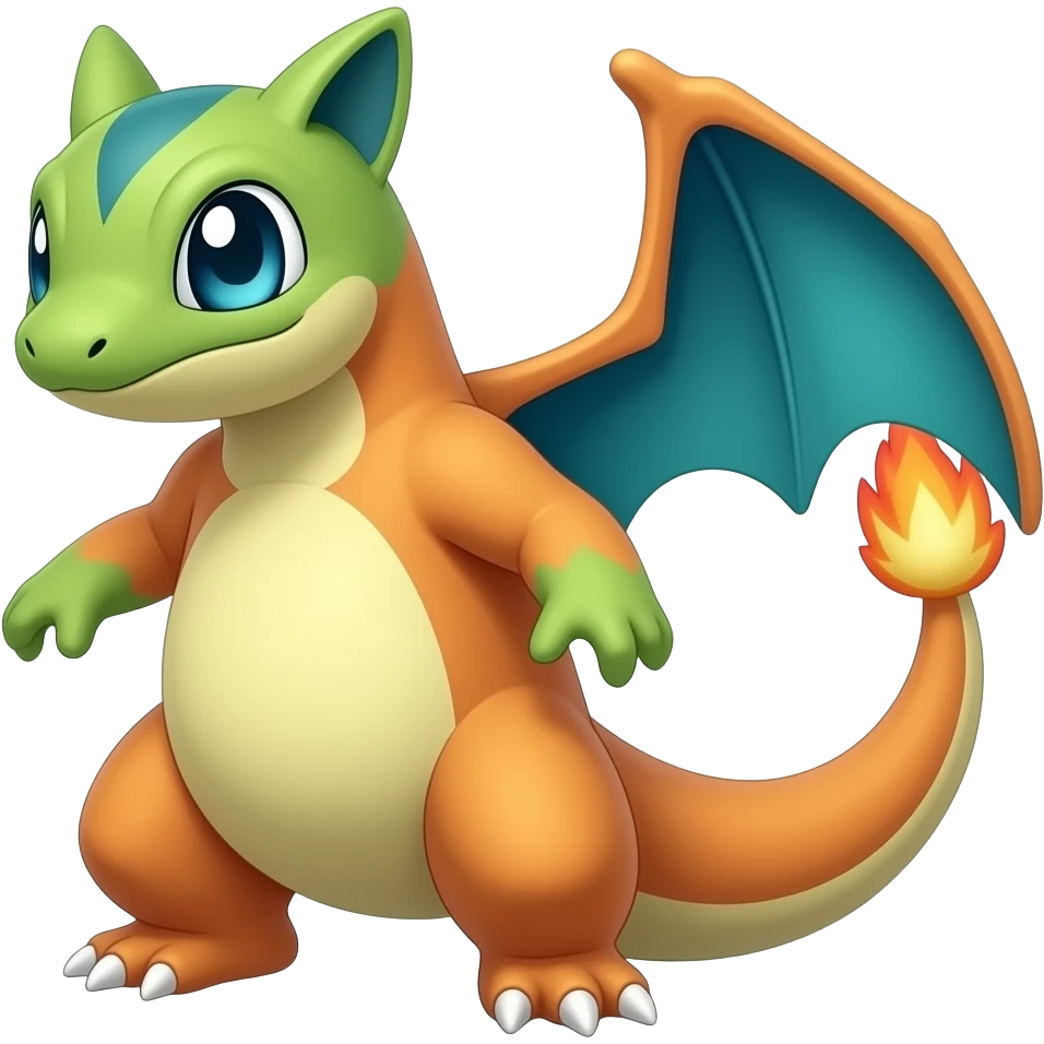 Lizard-Kecleon-Charmander-Charmeleon-Exveemon-Fakémon-hybrid, full body emoji