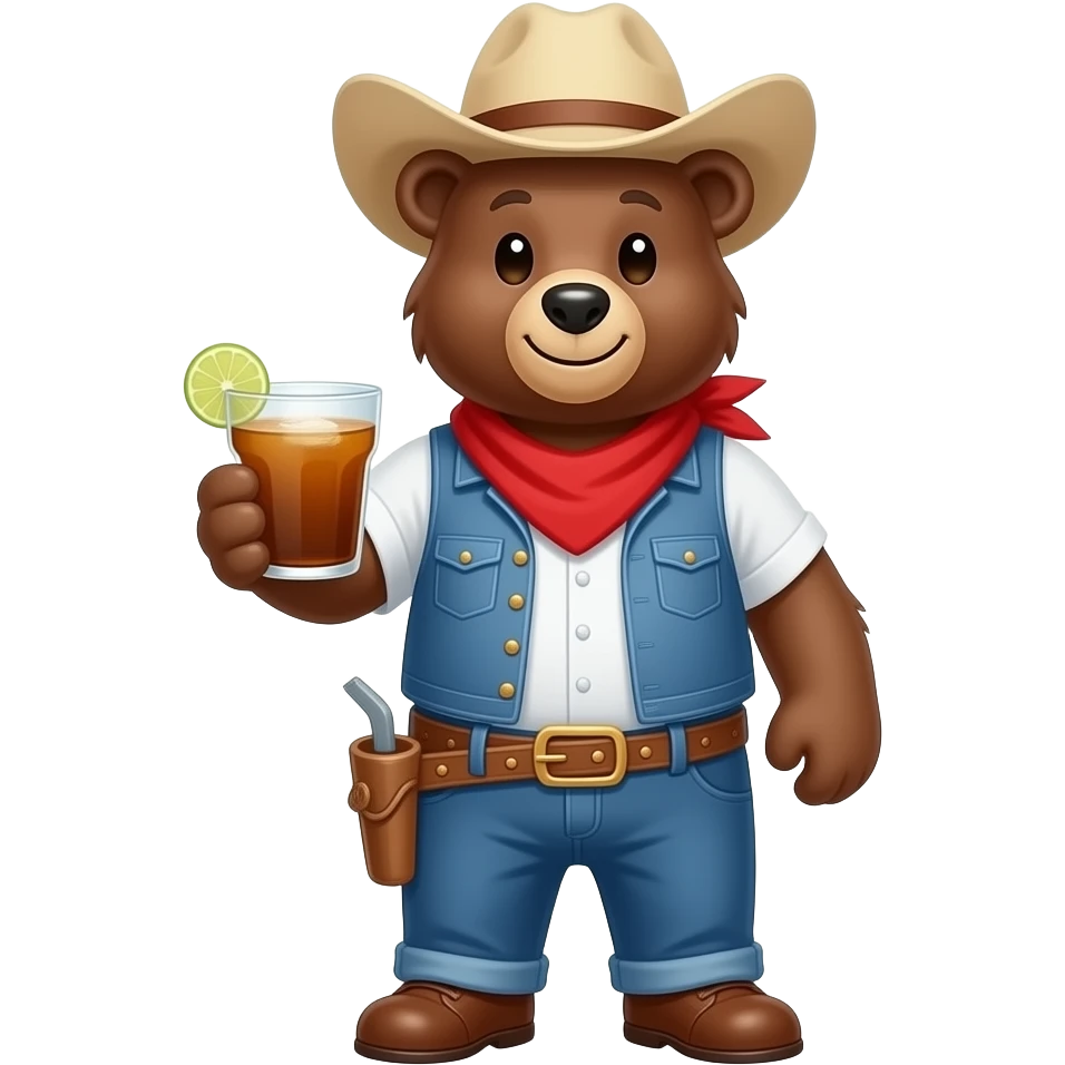 Urso com cuia de chimarrão e chapéu gaúcho emoji