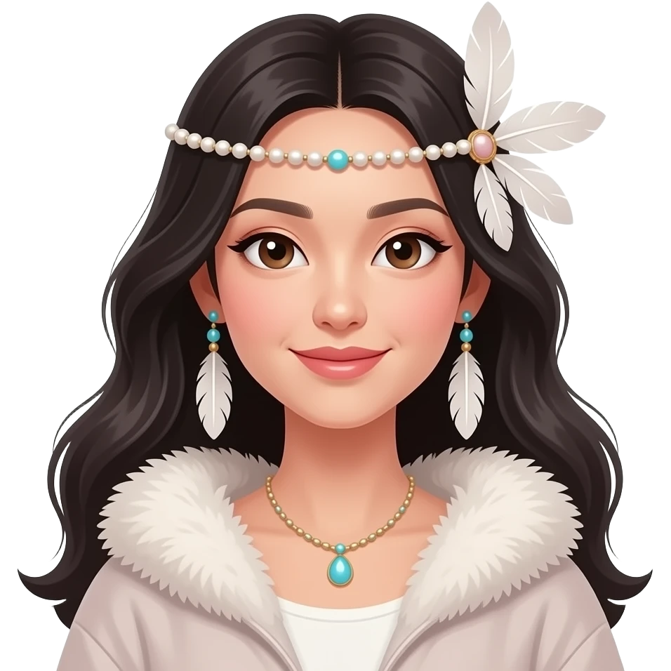 Fuzzy slim oriental feathery long-haired beaded mane cozy rosy aesthetic feathery feminine Rosy beautiful emoji