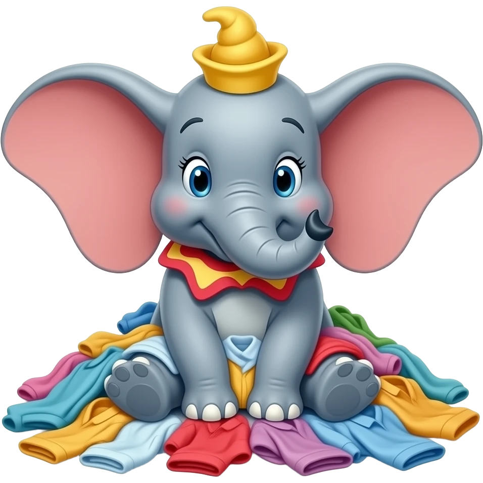 sitting dumbo bring pile of clothes emoji