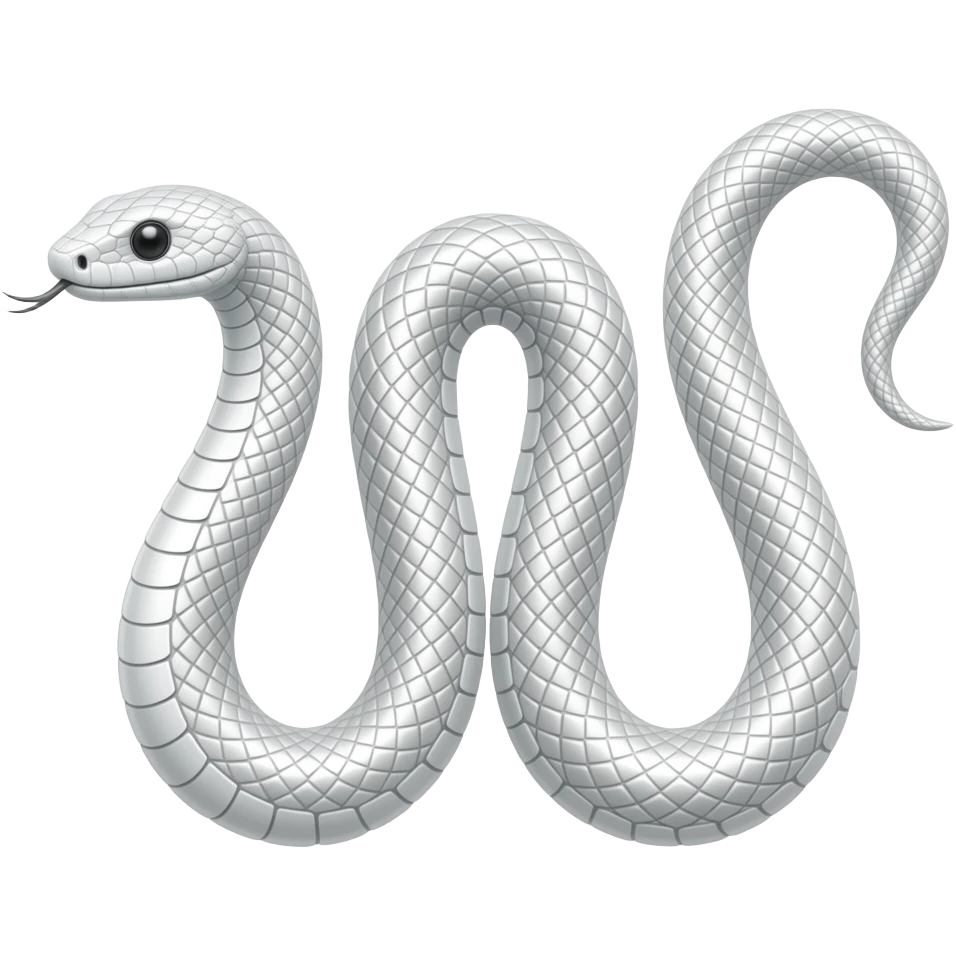 cinematic realistic - white elegant metal snake simetric formed into the letter W emoji