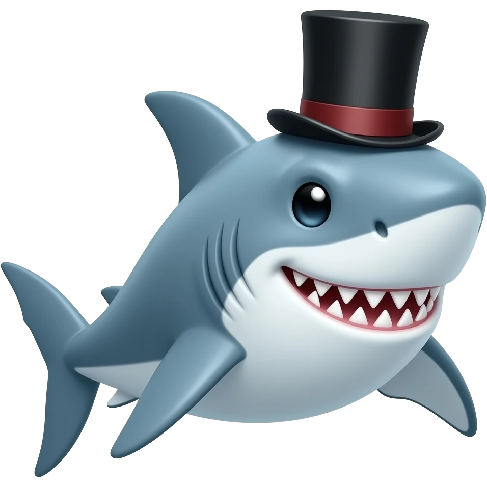 Shark with a top hat emoji