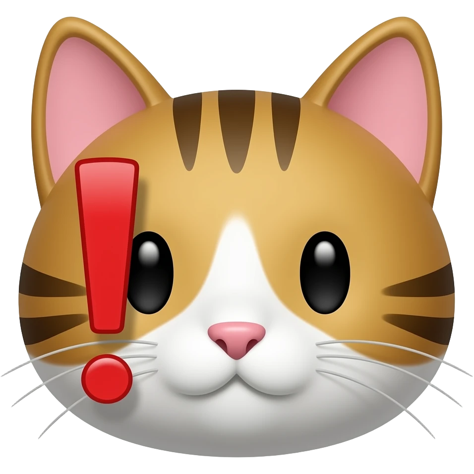 голова кота с красным восклицательным знаком слева emoji