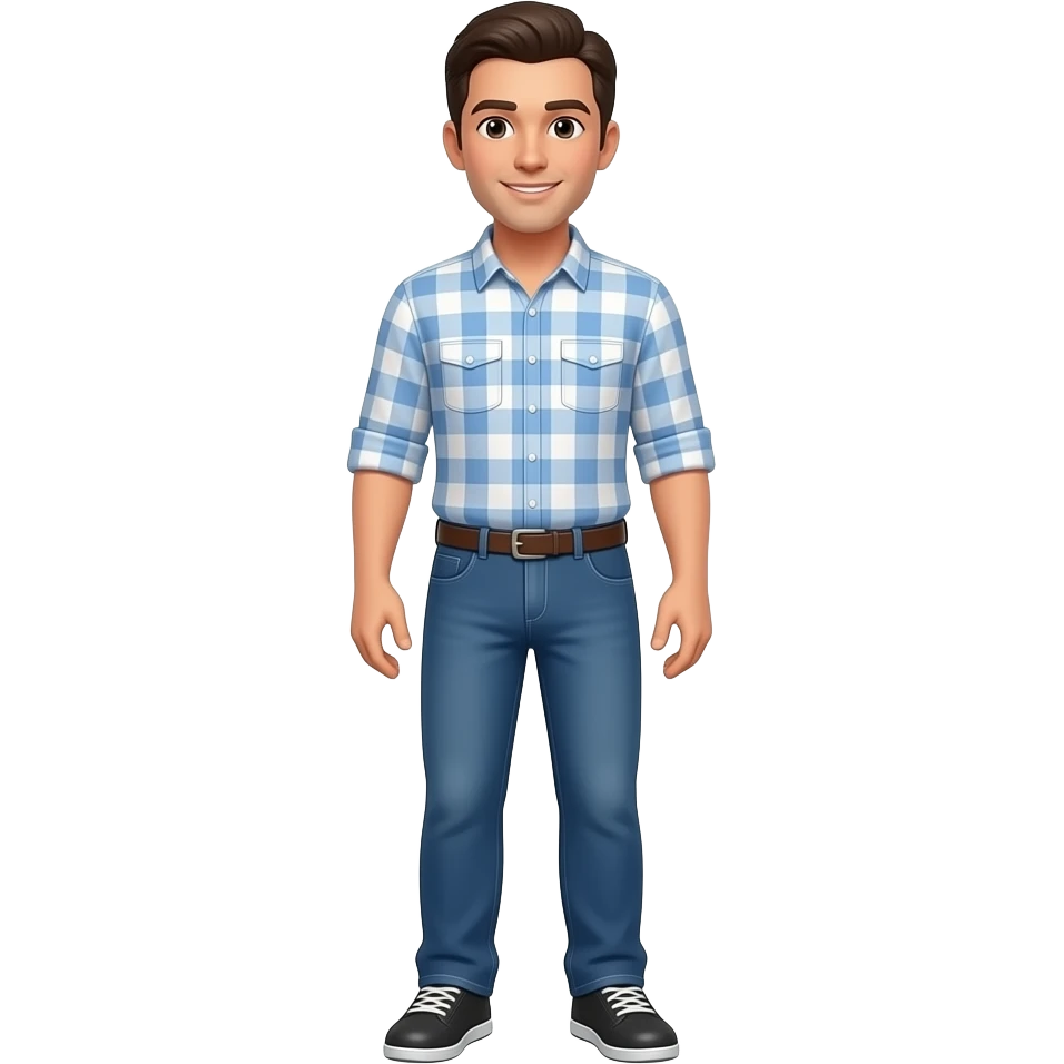 Make him stand and make lighter face color not brown emoji