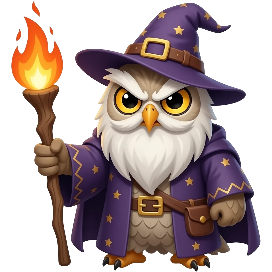 owl wizard angry fire emoji