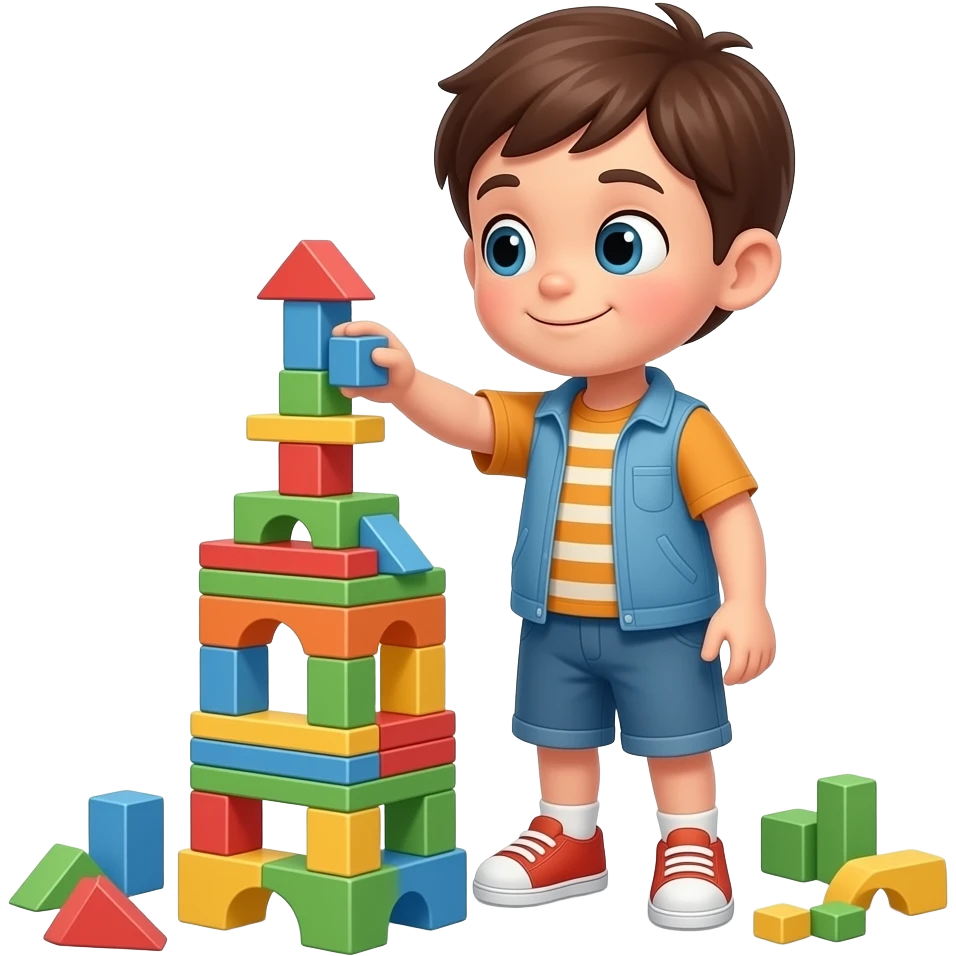 a kid building a tower blocks emoji