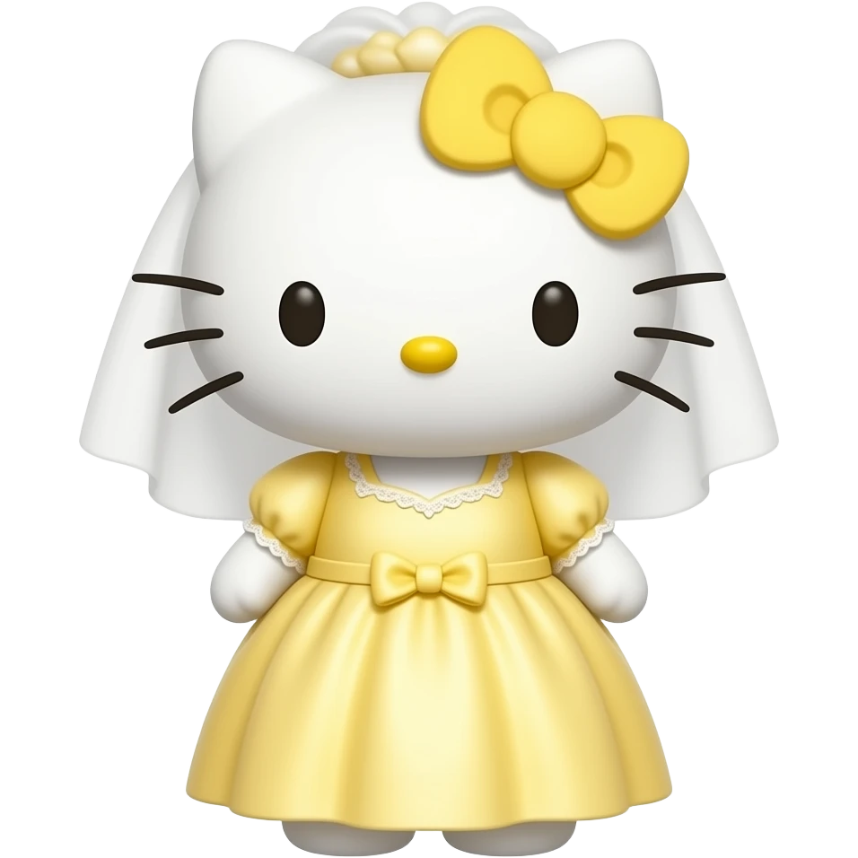 Hello Kitty in a yellow wedding dress emoji