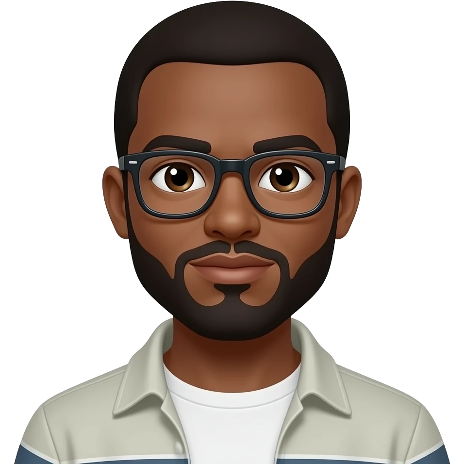 Ebony Man with Glasses emoji