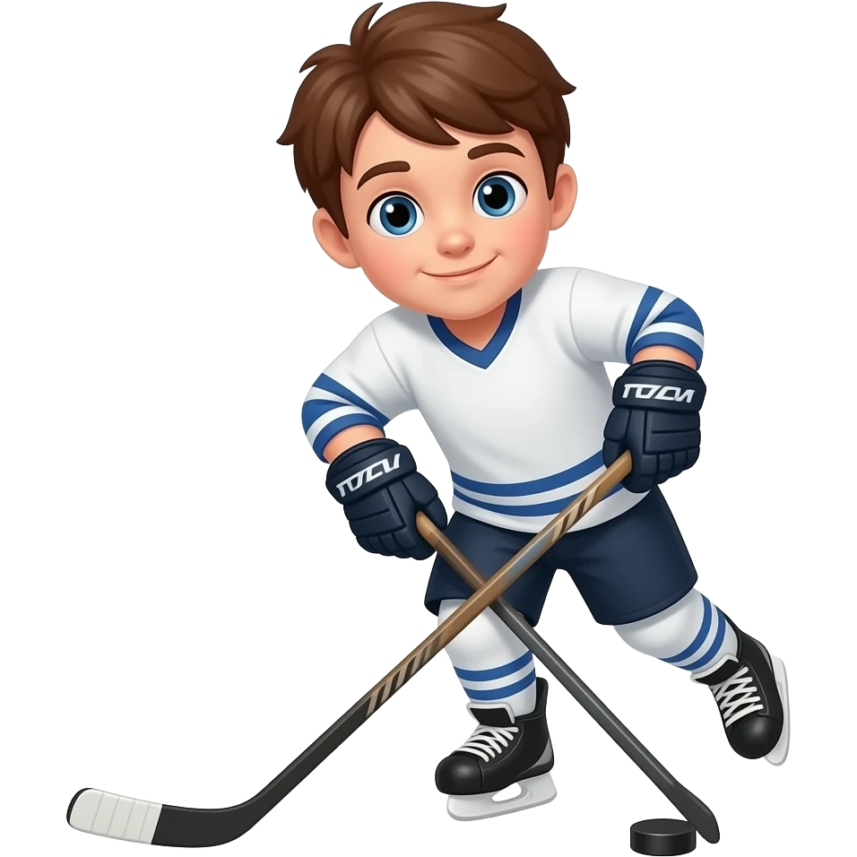 en liten gutt som spiller kjelkehockey emoji