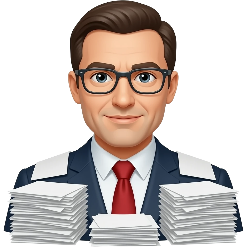 German administrative with many papers emoji