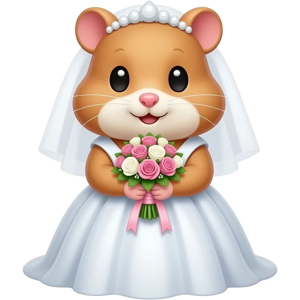 부케를 든 갈색 햄스터 신부 emoji