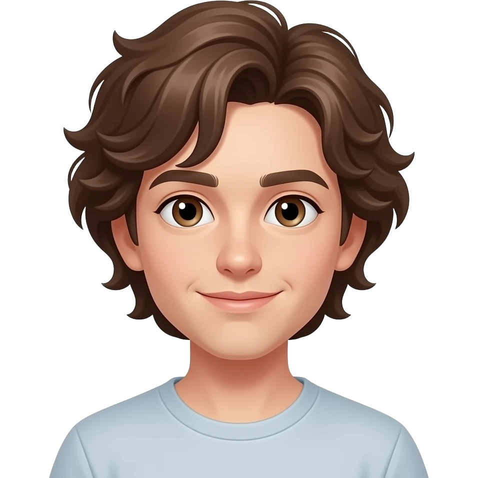 brown wavy hair, 22 emoji