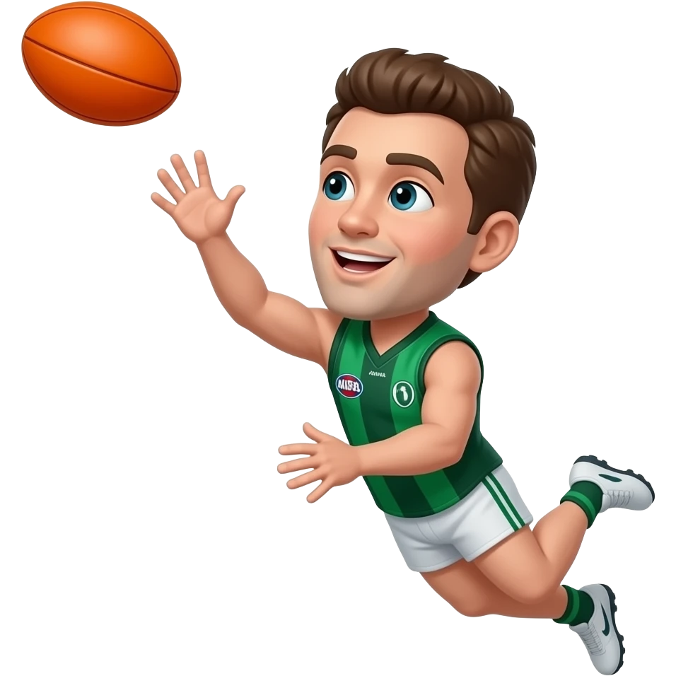 afl football catching the ball wearing green emoji