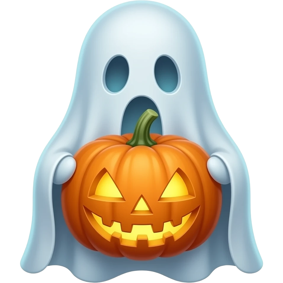 ghost with a pumpkin emoji