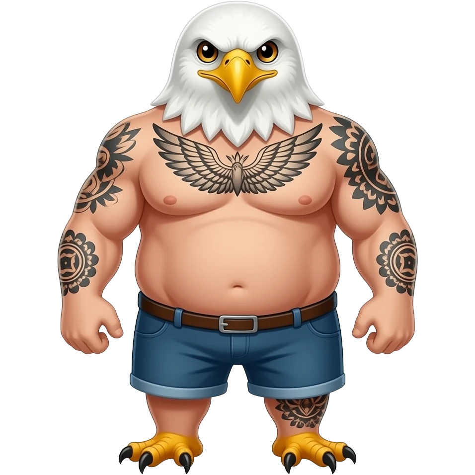 fat eagle  with tattoos emoji