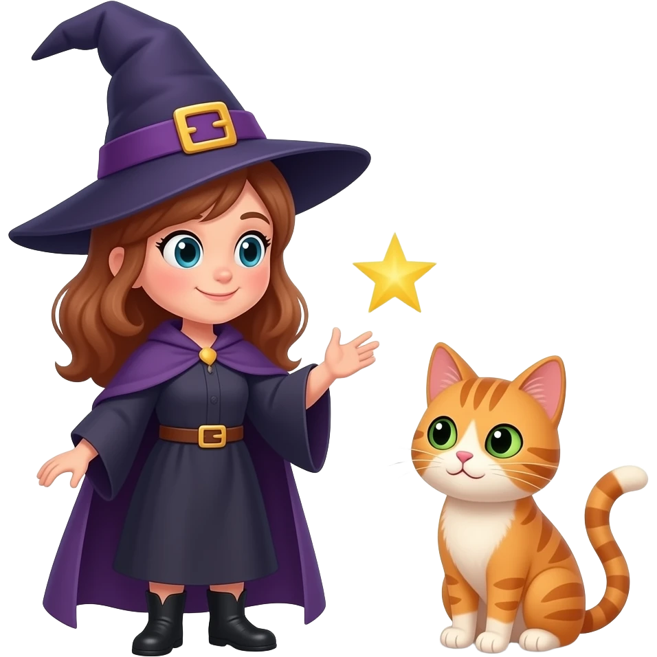 Create a emoji with a witch doing a spell on a cat emoji