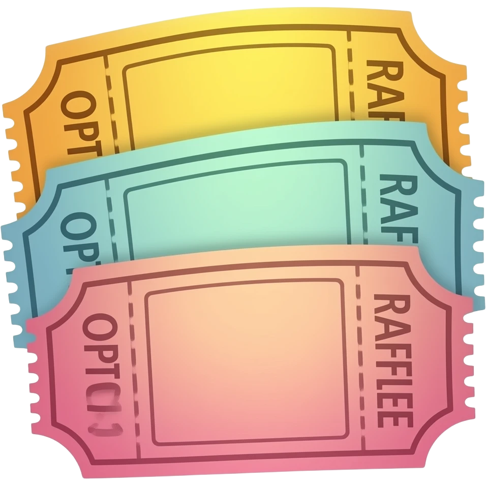 3 different color raffle tickets with no text emoji