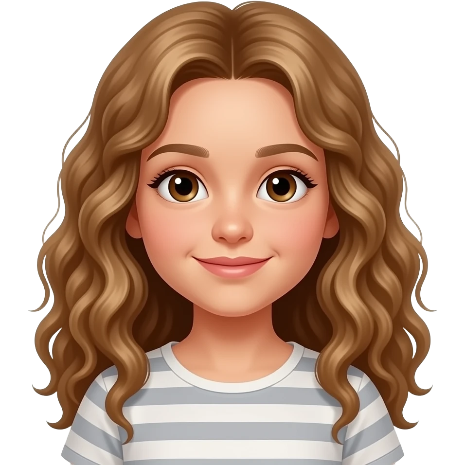 Tegan aged 9 light curly brown long  hair emoji