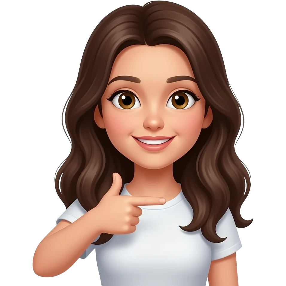a  brunnete girl pointing herself emoji