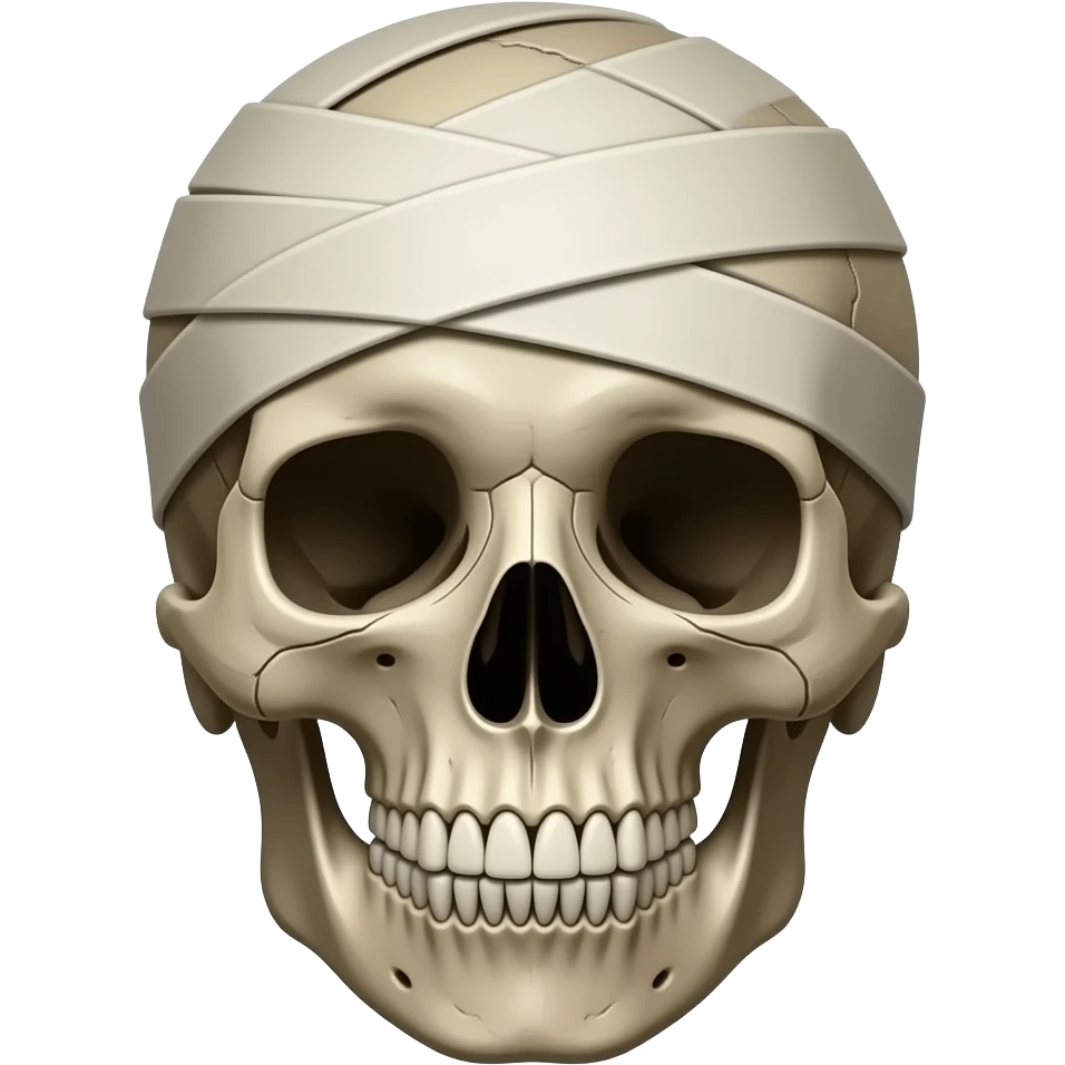 realistic mummy, head only, partial skull showing emoji