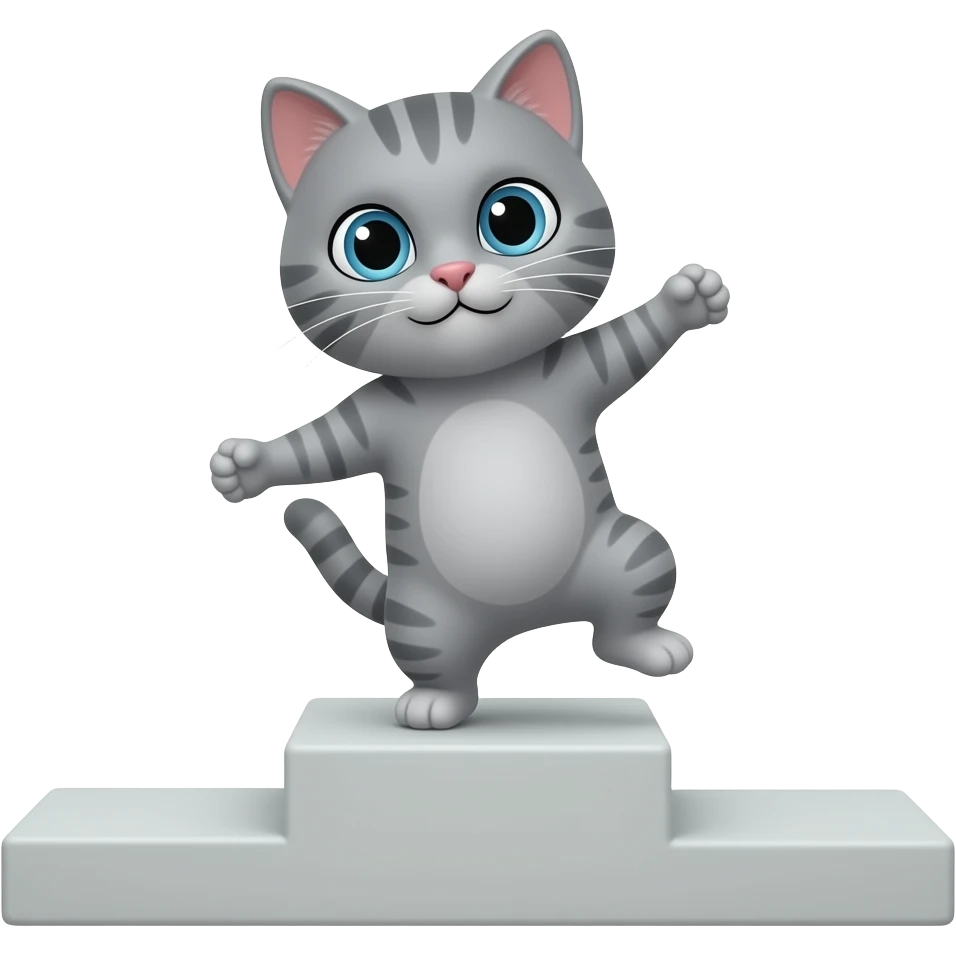 Chat gris qui dance sur le podium emoji
