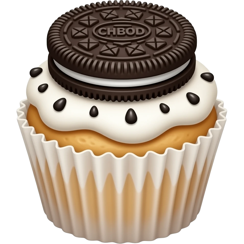 Oreo with black sprinkles on cupcake emoji