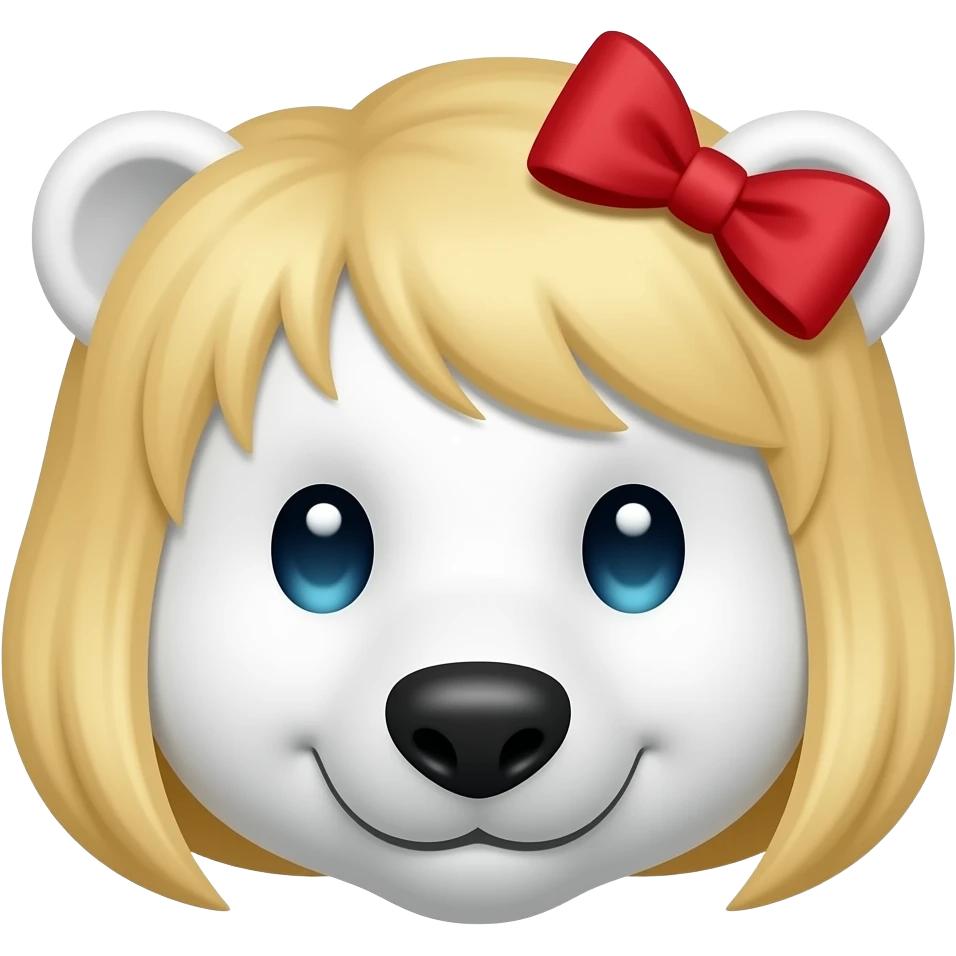 blond polar bear with red hairbow just face emoji